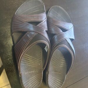 Merrell Dark Brown Cross-Strap Slides
